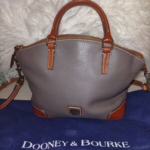 Dooney & Bourke Gray and Brown Leather Satchel